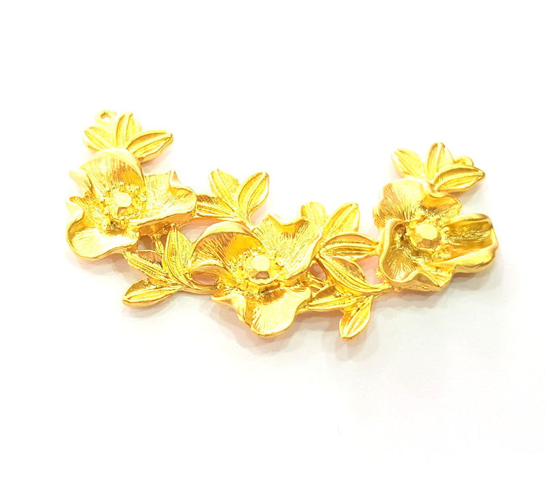 Flower Pendant Gold Pendant Gold Plated Metal (77x41mm)  G13703