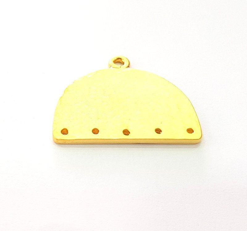 Hammered Connector Charms Gold Plated Metal (31x25mm)  G13704