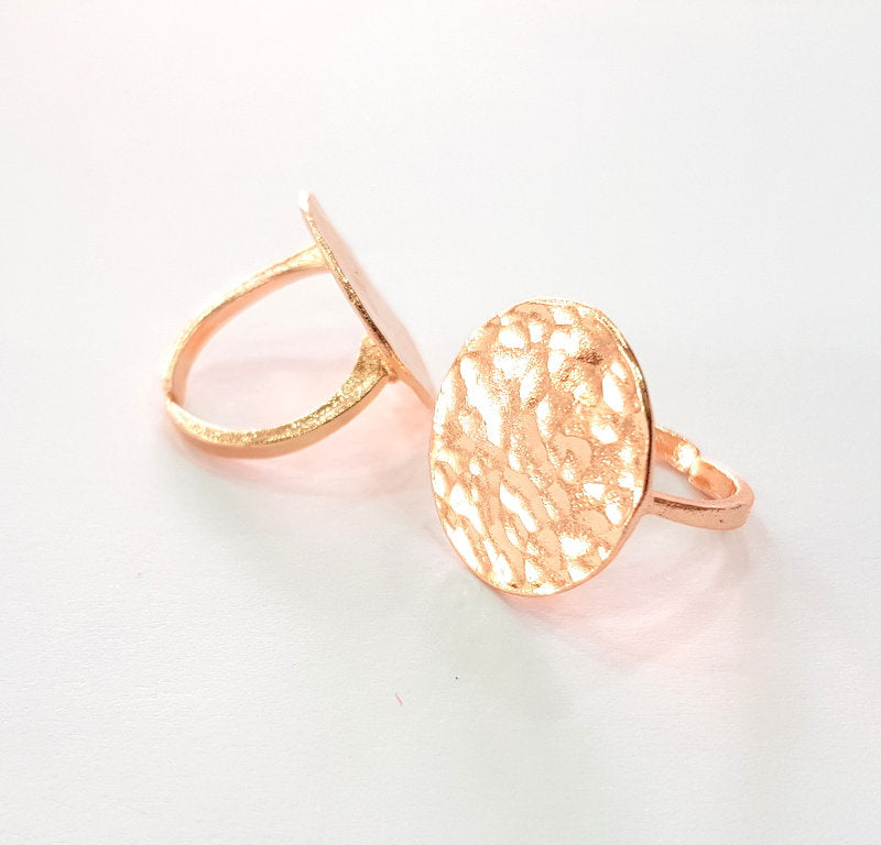 Rose Gold Ring Blank Setting Base Bezel Settings Cabochon Base Mountings Adjustable (20 mm blank) G12793