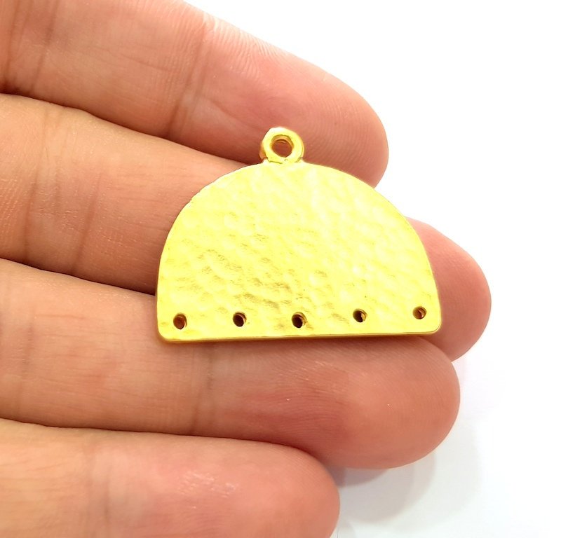 Hammered Connector Charms Gold Plated Metal (31x25mm)  G13704