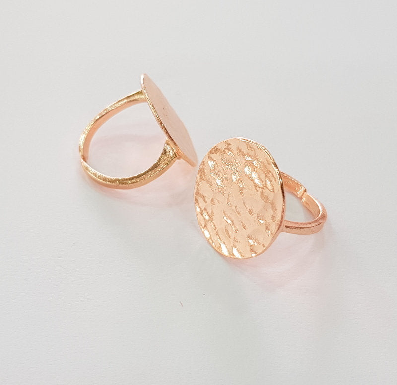 Rose Gold Ring Blank Setting Base Bezel Settings Cabochon Base Mountings Adjustable (20 mm blank) G12793