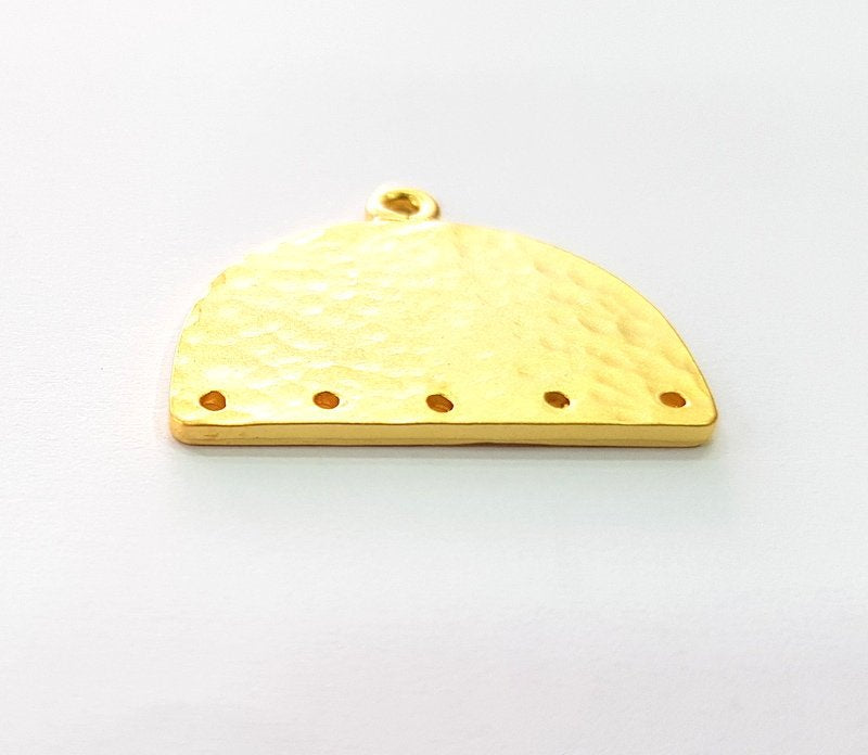 Hammered Connector Charms Gold Plated Metal (31x25mm)  G13704