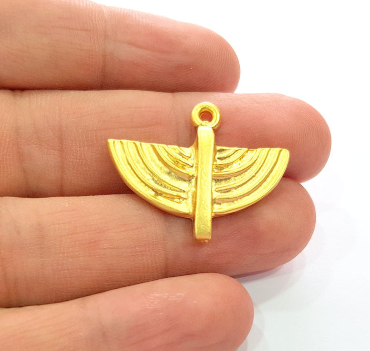 2 Gold Charm Gold Plated Metal (30x25mm)  G13707