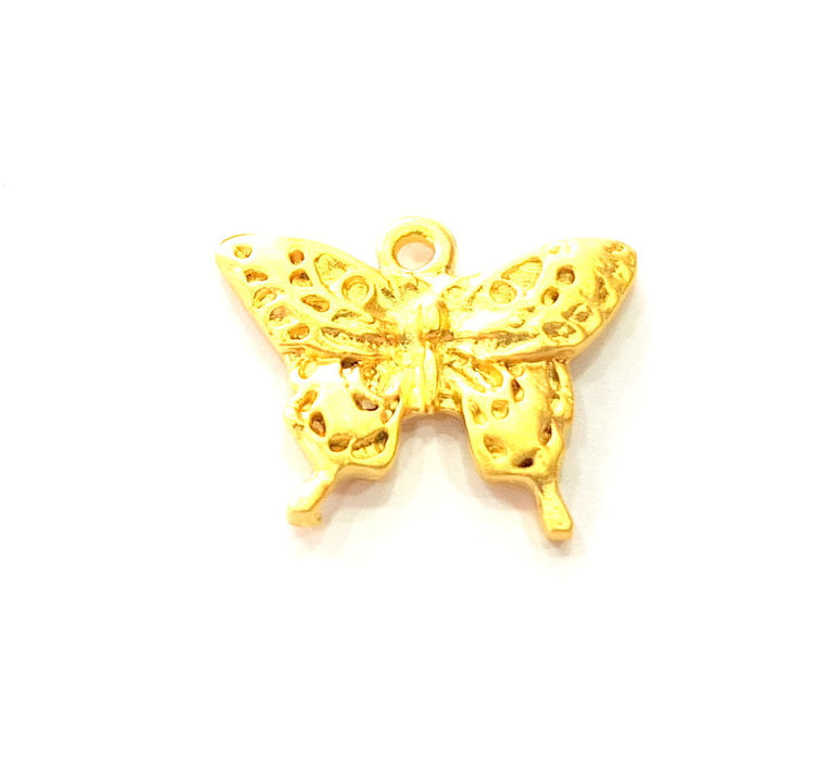 2 Butterfly Charms Gold Charm Gold Plated Metal (21x17mm)  G13710