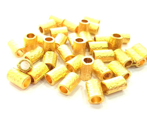 50 Gold Tube Spacer Gold Plated Metal Beads  (9x6 mm)  G13712