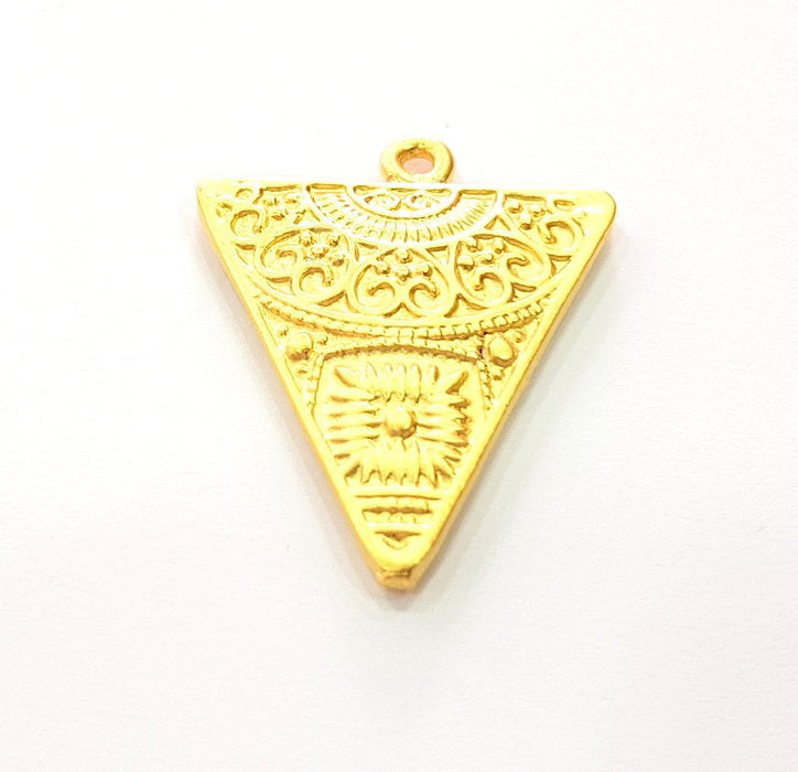 4 Pcs Triangle Pendant Gold Pendant Gold Plated Metal (36x29mm)  G16458