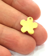 4 Flower Charms Gold Charm Gold Plated Metal (14mm)  G13714