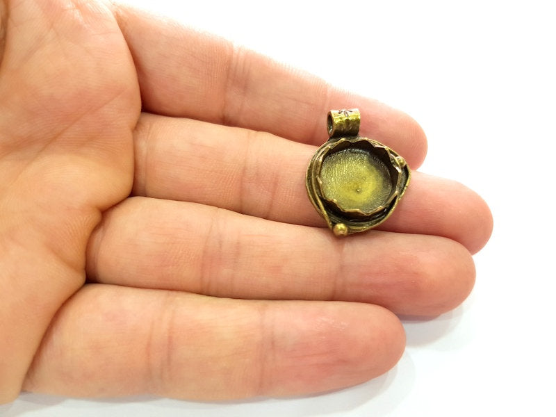 Antique Bronze Pendant Blank inlay Blank Mosaic Blank Resin Blank Bezel Base Mounting Antique Bronze Plated Brass ( 15mm blank) G13715