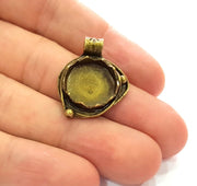 Antique Bronze Pendant Blank inlay Blank Mosaic Blank Resin Blank Bezel Base Mounting Antique Bronze Plated Brass ( 15mm blank) G13715