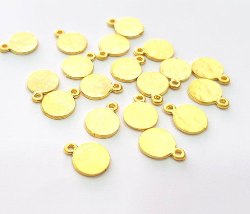 10 Hammered Flake Charms Gold Charm Gold Plated Metal (10mm)  G13719