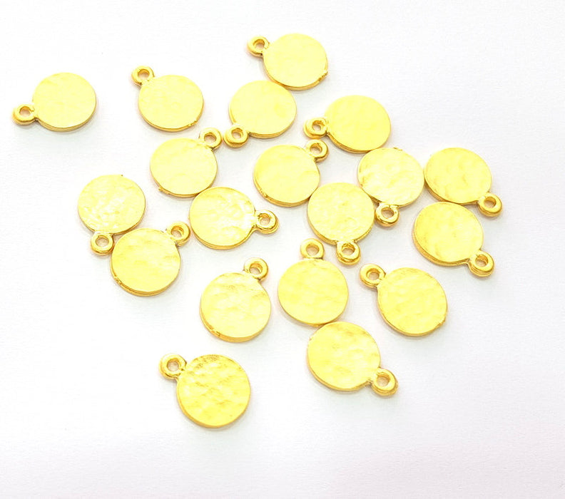 10 Hammered Flake Charms Gold Charm Gold Plated Metal (10mm)  G13719