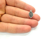 20 Leaf Charm Silver Charms Antique Silver Plated Metal (18x10mm) G12812