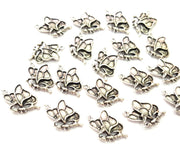 10 Butterfly Charm Silver Charms Antique Silver Plated Metal (18x15mm) G12818