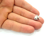 20 Elephant Charm Silver Charms Antique Silver Plated Metal (13x12mm) G12819