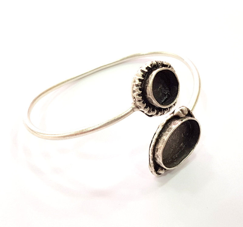 Silver Bracelet Blank Bangle Blank Cuff Blank Adjustable Bracelet inlay Blank Antique Silver Plated Brass (18x13mm and 10mm Blanks) G12821