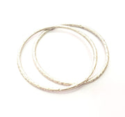 2 Silver Large Hammered Circle Connector Pendant Round Antique Silver Plated (68mm) G12823