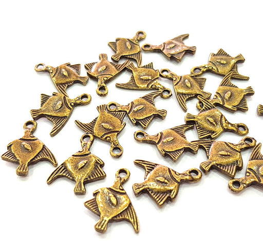 20 Fish Charm Antique Bronze Charm Antique Bronze Plated Metal  (19x12mm) G12826