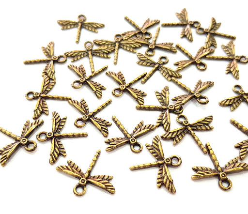30 Dragonfly Charm Antique Bronze Charm Antique Bronze Plated Metal  (19x15mm) G12828