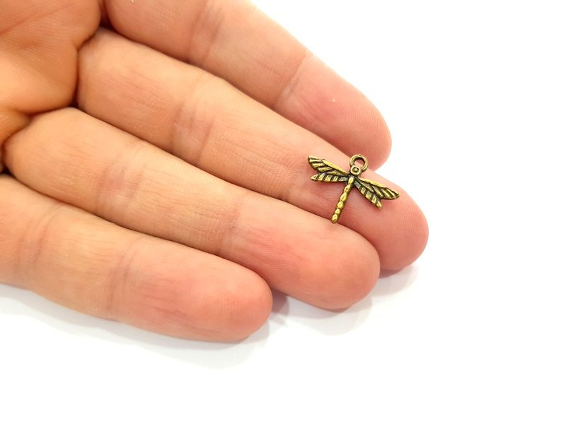 30 Dragonfly Charm Antique Bronze Charm Antique Bronze Plated Metal  (19x15mm) G12828