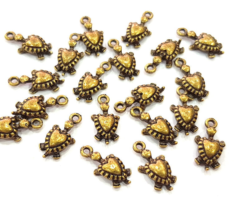 20 Turtle Charm Antique Bronze Charm Antique Bronze Plated Metal  (19x9mm) G12831