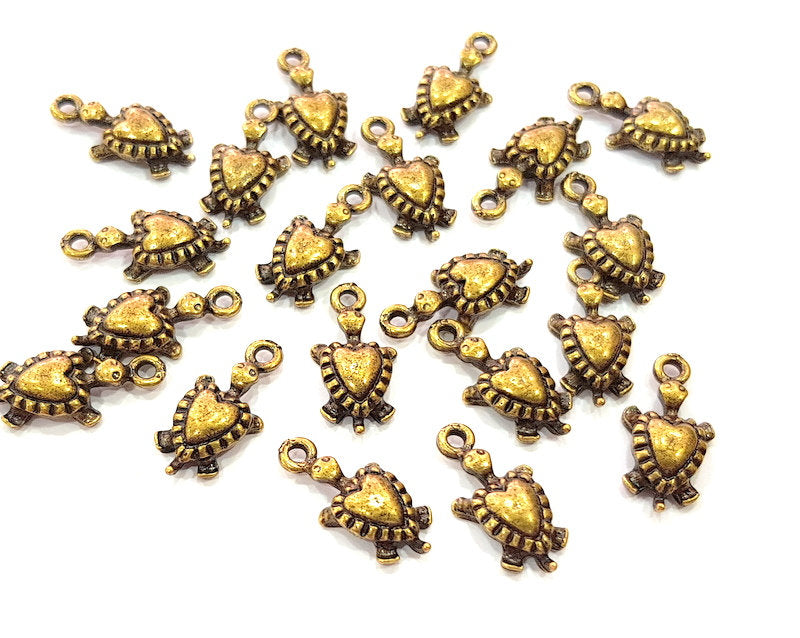 20 Turtle Charm Antique Bronze Charm Antique Bronze Plated Metal  (19x9mm) G12831