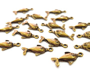 20 Fish Charm Antique Bronze Charm Antique Bronze Plated Metal  (23x10mm) G12834