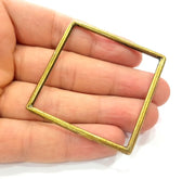 2 Large Square Connector Antique Bronze Charm Antique Bronze Plated Metal Charms (52mm) G12836