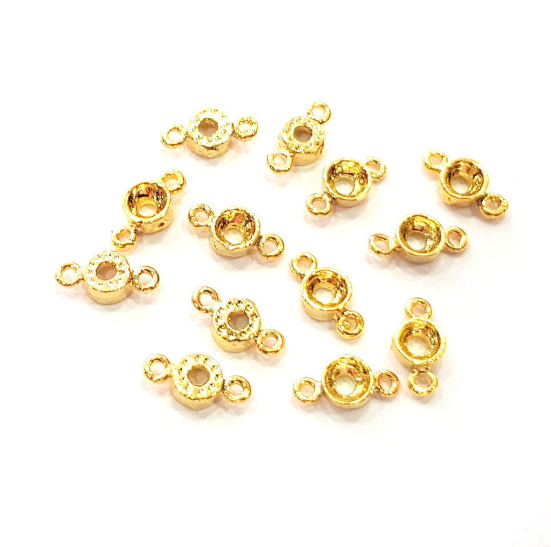 10 Gold Blank Base Setting Necklace Blank Mountings Gold Plated Brass ( 4mm blank ) G12841
