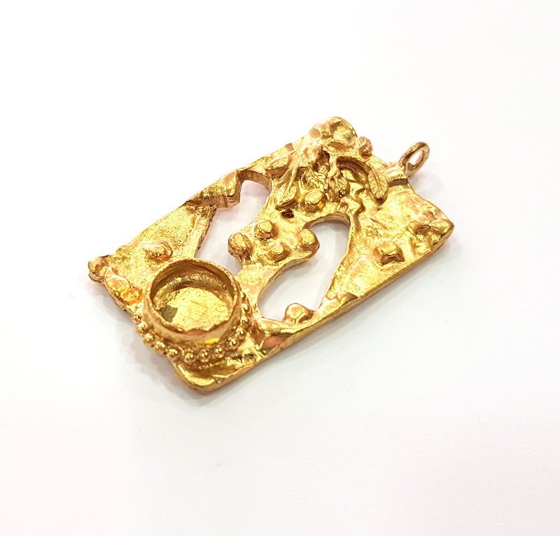 Raw Brass Pendant Blank Mosaic Base Blank inlay Blank Necklace Blank Resin Blank Mountings Cabochon Bezel Base  (10mm blank) G12891