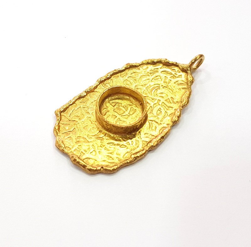 Raw Brass Pendant Blank Mosaic Base Blank inlay Blank Necklace Blank Resin Blank Mountings Cabochon Bezel Base  (10mm blank) G12907