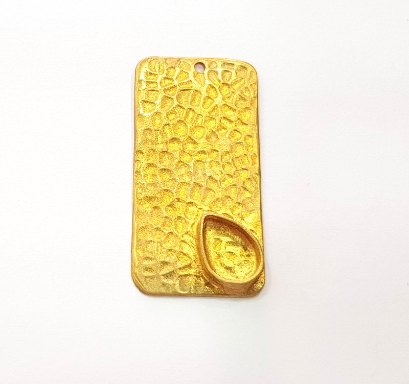 Raw Brass Pendant Blank Mosaic Base Blank inlay Blank Necklace Blank Resin Blank Mountings Cabochon Bezel Base  (10x8mm blank) G12909