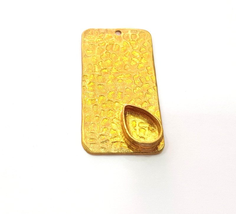 Raw Brass Pendant Blank Mosaic Base Blank inlay Blank Necklace Blank Resin Blank Mountings Cabochon Bezel Base  (10x8mm blank) G12909