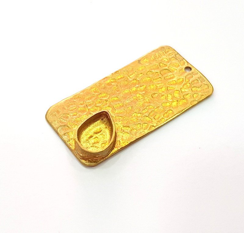 Raw Brass Pendant Blank Mosaic Base Blank inlay Blank Necklace Blank Resin Blank Mountings Cabochon Bezel Base  (10x8mm blank) G12909