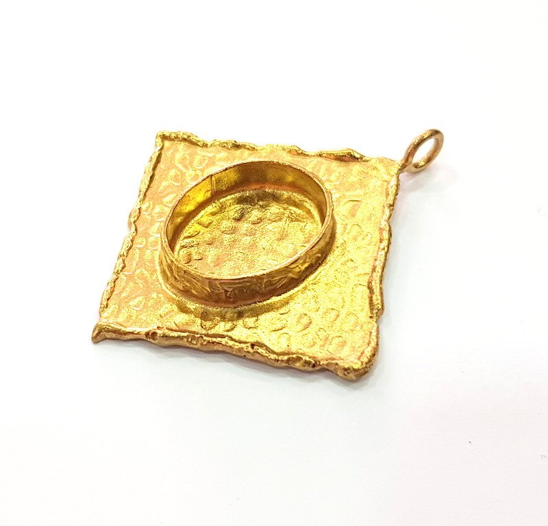 Raw Brass Pendant Blank Mosaic Base Blank inlay Blank Necklace Blank Resin Blank Mountings Cabochon Bezel Base  (18x13mm blank) G12914
