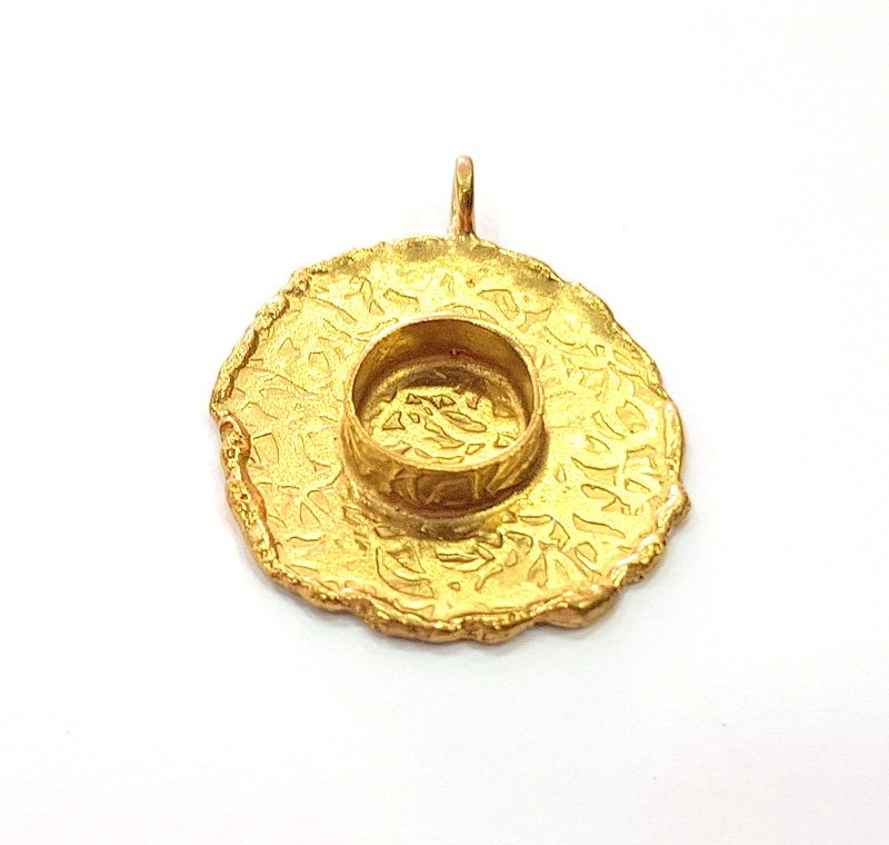 Raw Brass Pendant Blank Mosaic Base Blank inlay Blank Necklace Blank Resin Blank Mountings Cabochon Bezel Base  (10mm blank) G12915