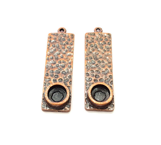 2 Copper Pendant Blank Mosaic Base inlay Blank Necklace Blank Resin Mountings Antique Copper Plated Metal ( 8 mm round blank) G13730