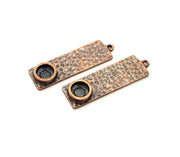 2 Copper Pendant Blank Mosaic Base inlay Blank Necklace Blank Resin Mountings Antique Copper Plated Metal ( 8 mm round blank) G13730