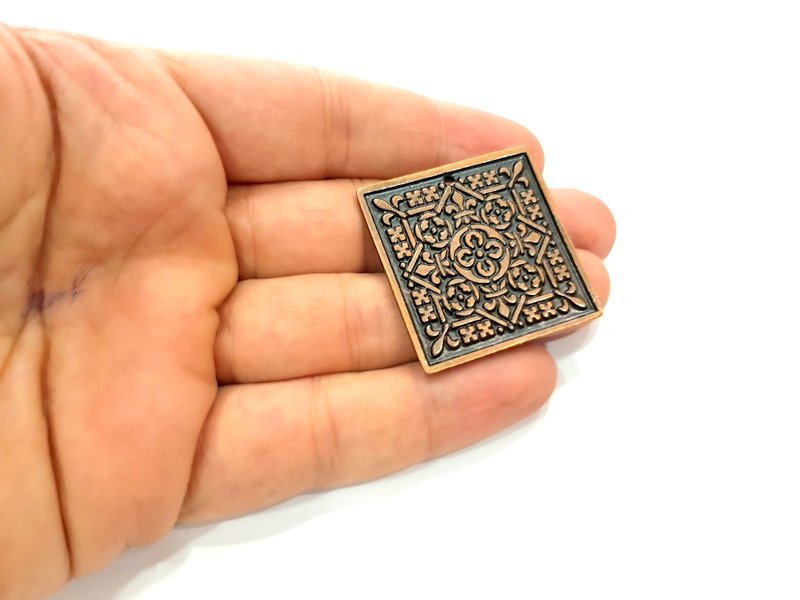 Antique Copper Pendant Antique Copper Plated Metal ( 37 mm ) G14052