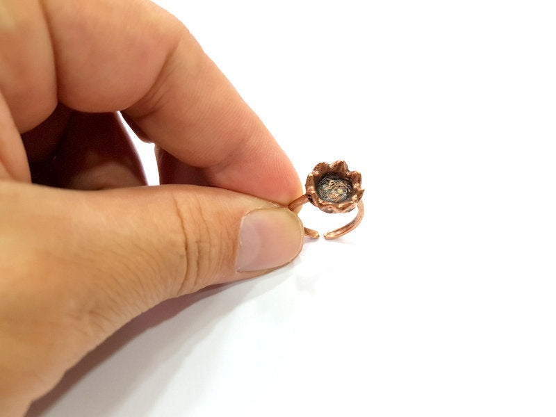 Copper Ring Settings inlay Ring Blank Mosaic Ring Bezel Base Cabochon Mountings (10 mm blank) Antique Copper Plated Brass G13736