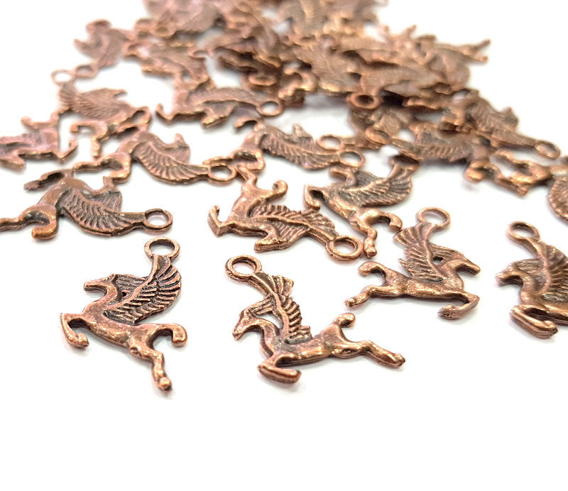 30 Horse Charm Antique Copper Charm Antique Copper Plated Metal (18x15mm) G13740