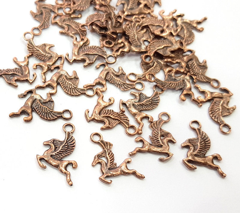30 Horse Charm Antique Copper Charm Antique Copper Plated Metal (18x15mm) G13740