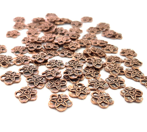 30 Flower Charm Antique Copper Charm Antique Copper Plated Metal (9mm) G13741