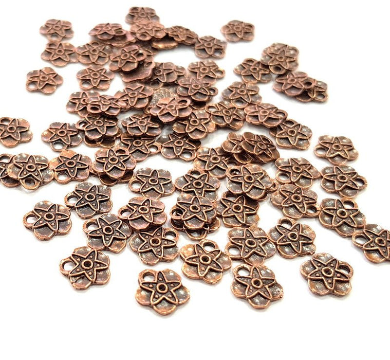 30 Flower Charm Antique Copper Charm Antique Copper Plated Metal (9mm) G13741