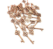 30 Key Charm Antique Copper Charm Antique Copper Plated Metal (23x9mm) G13743
