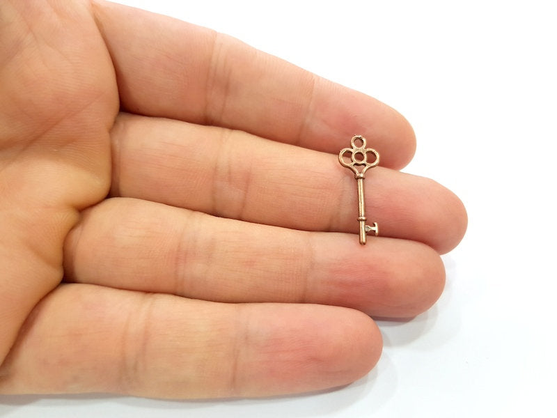 30 Key Charm Antique Copper Charm Antique Copper Plated Metal (23x9mm) G13743