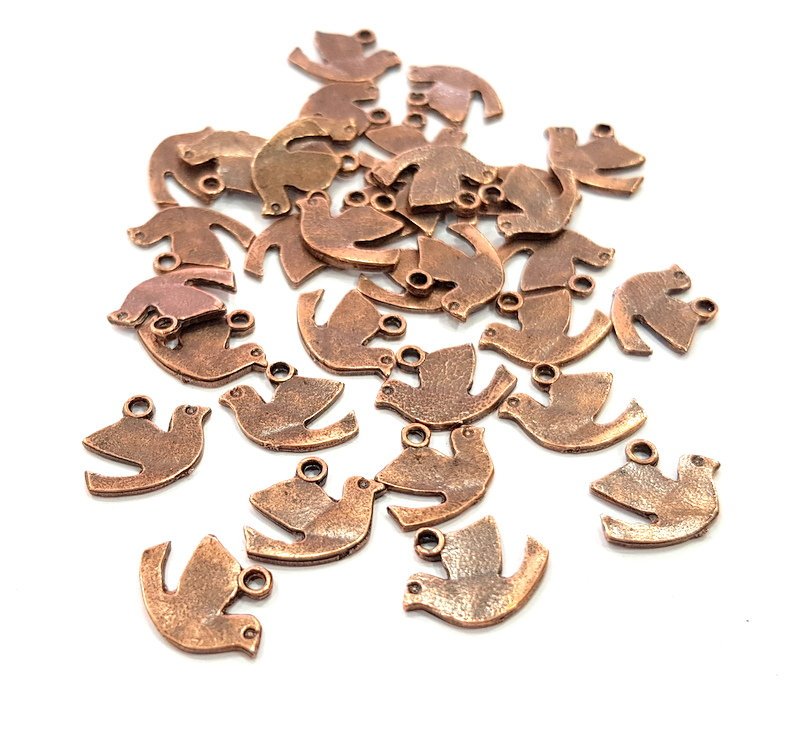 20 Bird Charm Antique Copper Charm Antique Copper Plated Metal (14x11mm) G13749