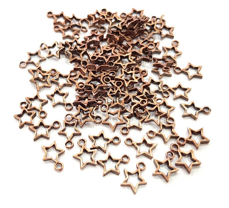 30 Star Charm Antique Copper Charm Antique Copper Plated Metal (12x9mm) G13753