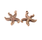 2 Starfish Charm Antique Copper Charm Antique Copper Plated Metal (27x26mm) G13755