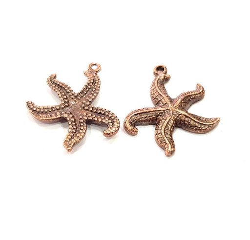 2 Starfish Charm Antique Copper Charm Antique Copper Plated Metal (27x26mm) G13755
