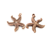 2 Starfish Charm Antique Copper Charm Antique Copper Plated Metal (27x26mm) G13755